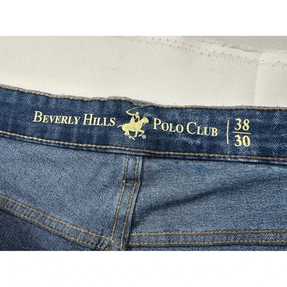 Beverly Hills Polo Club Men's Jeans Blue Acid Wash‎ Whiskered Straight Leg 38x30